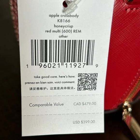 NWT - Kate Spade - Honey Crisp Red Apple Wicker Crossbody Bag - Picture 13 of 13